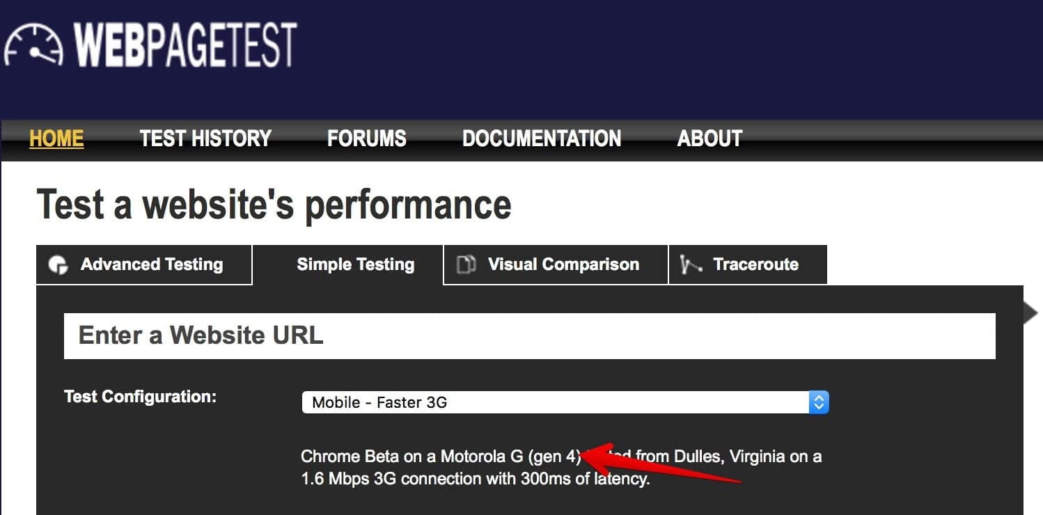 WPT runs on a real Moto G4 in Dulles Virginia!