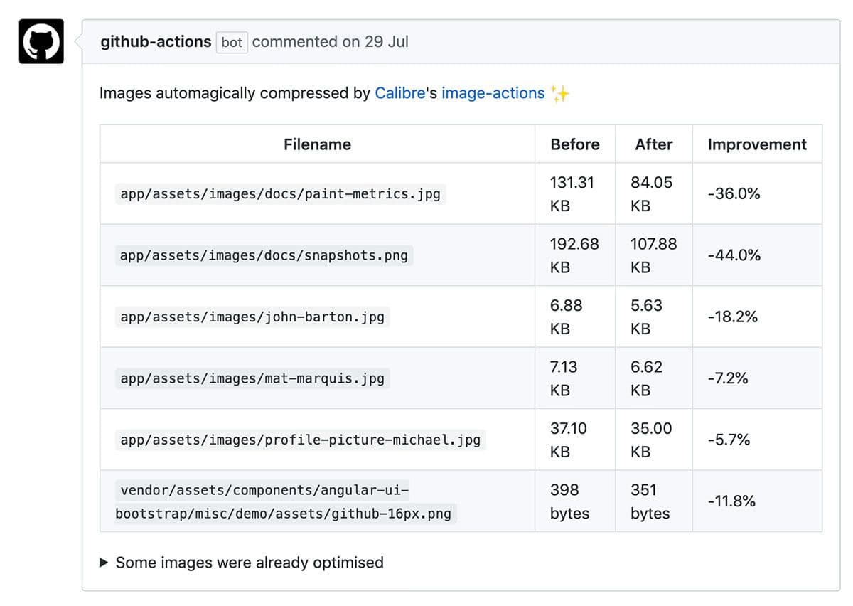 A preview of GitHub Action to compress images