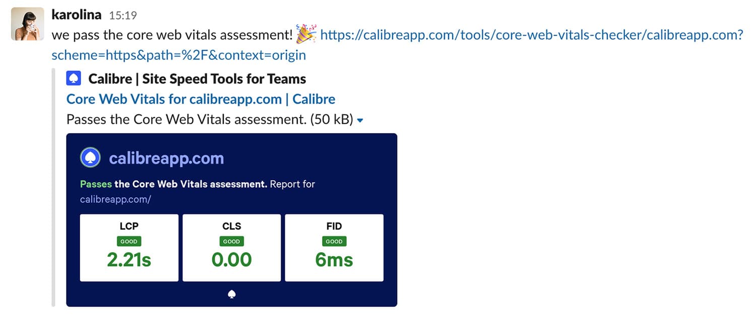 Preview of the generated shared card with your results