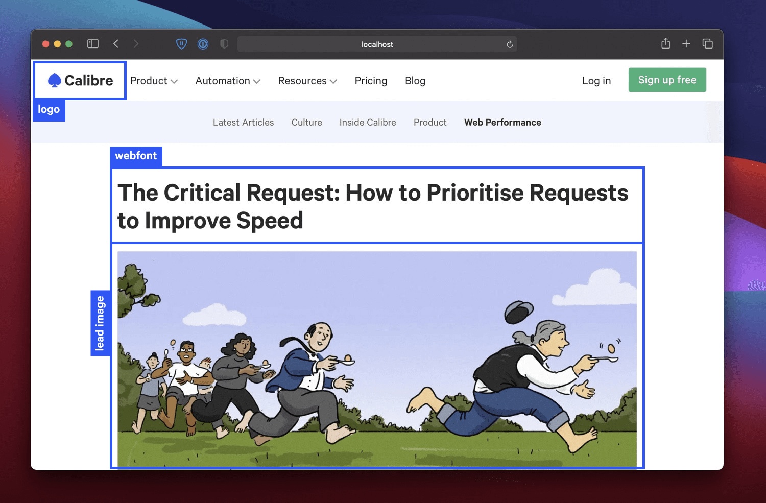 The content critical to the viewer is the masthead and the leading article.