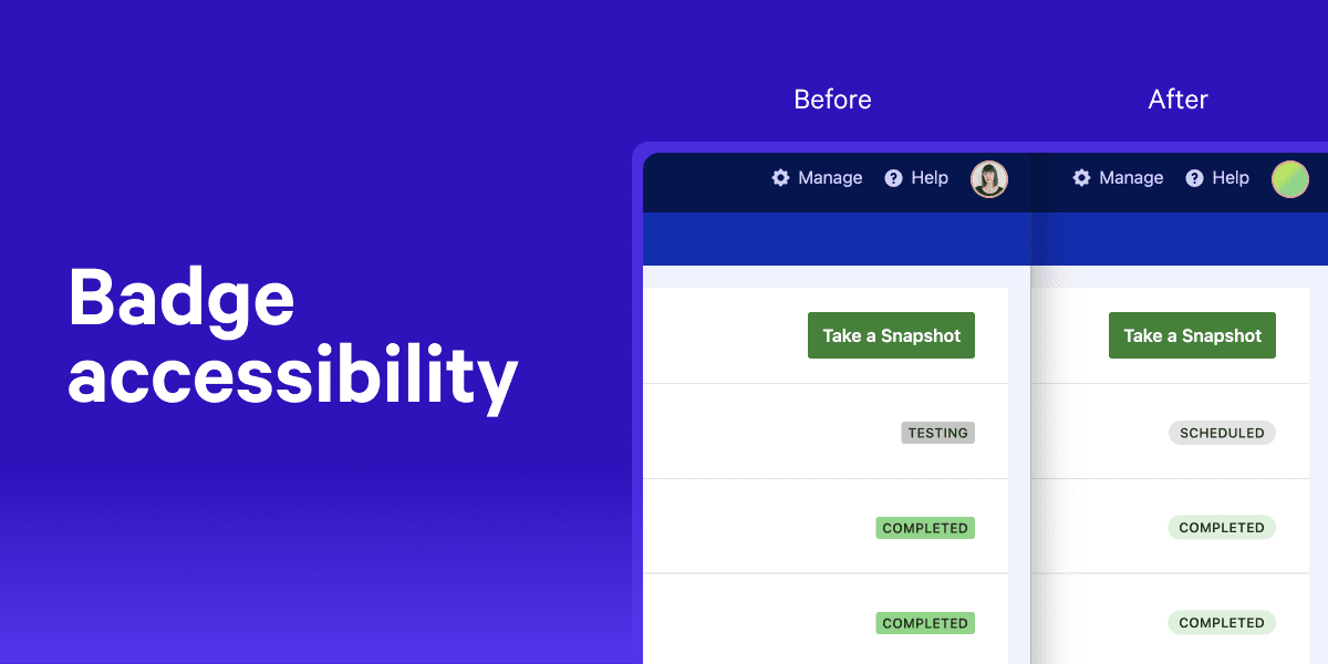 Snapshot page showing a test that didn’t complete successfully with a specific reason.
