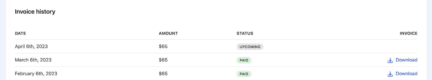 View and download your past invoices