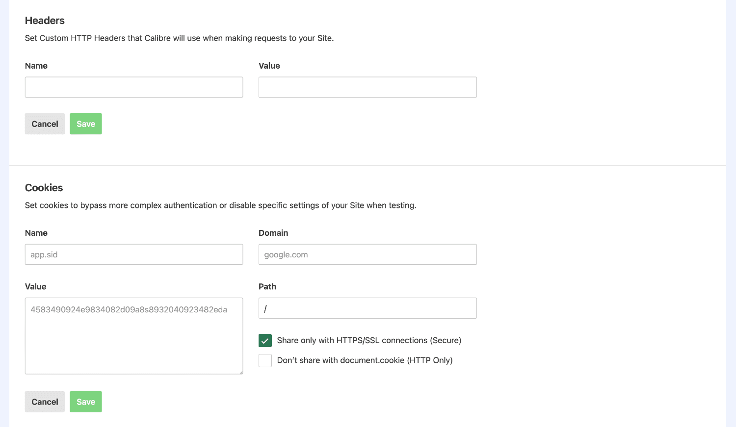 Adding Headers and Cookies in Test Profiles