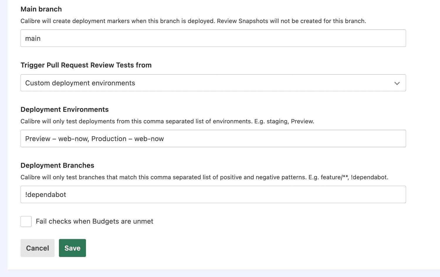 Setting up custom environments for Pull Request Reviews