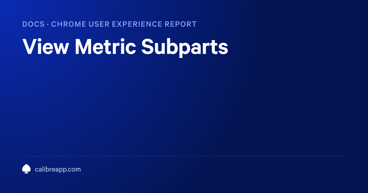 View Metric Subparts | Calibre Documentation
