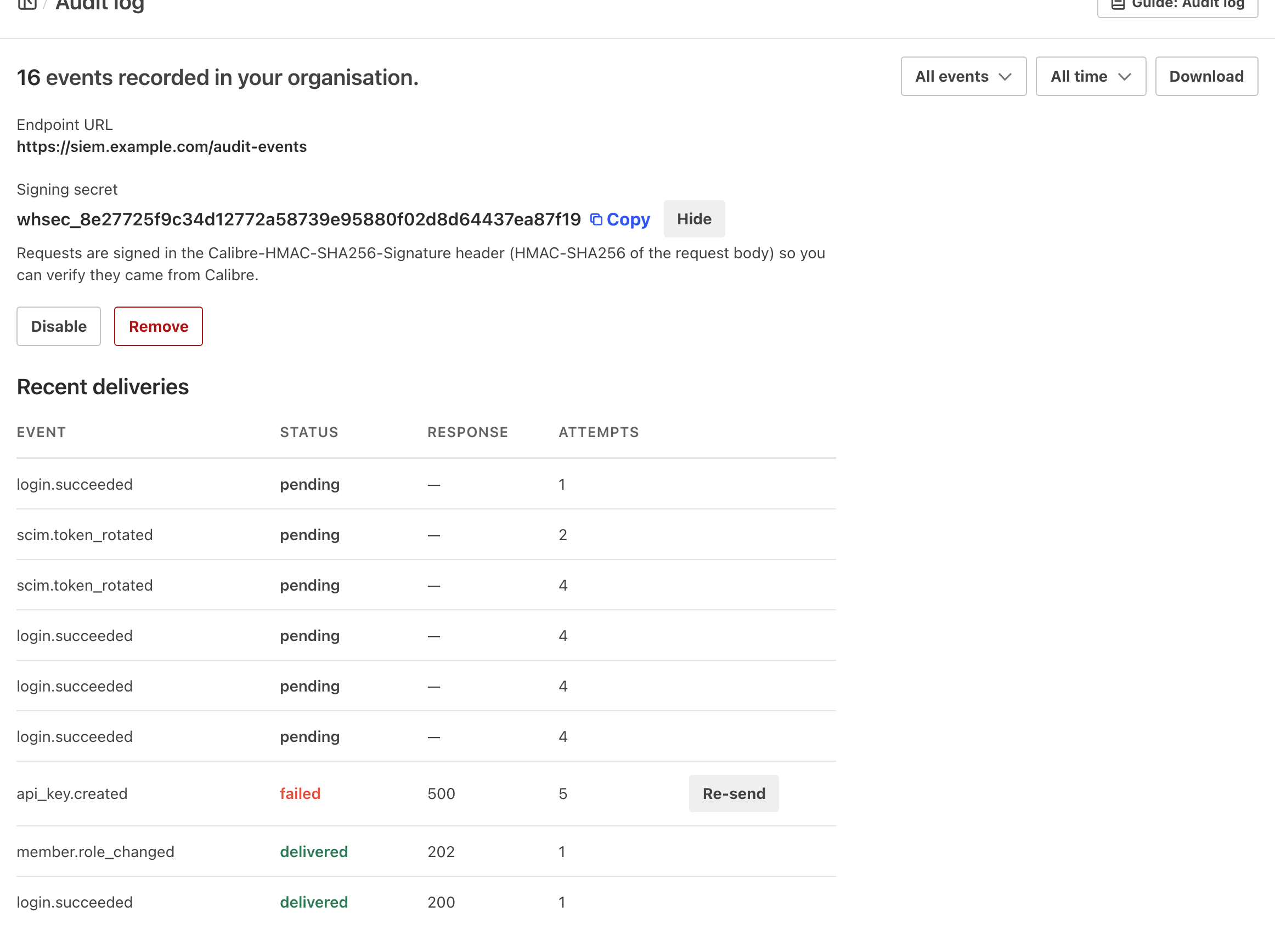 View the Audit log | Calibre Documentation