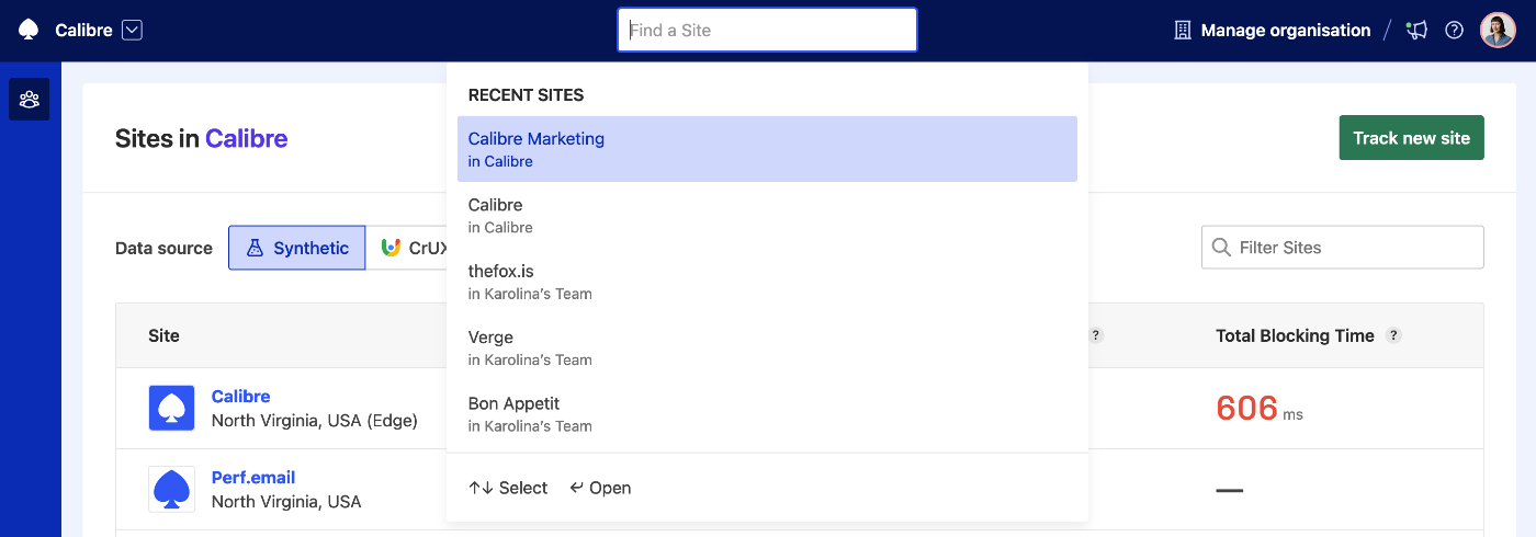 Finding a Site with global search