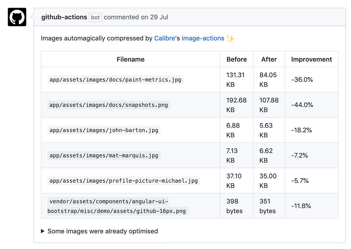 A preview of GitHub Action to compress images
