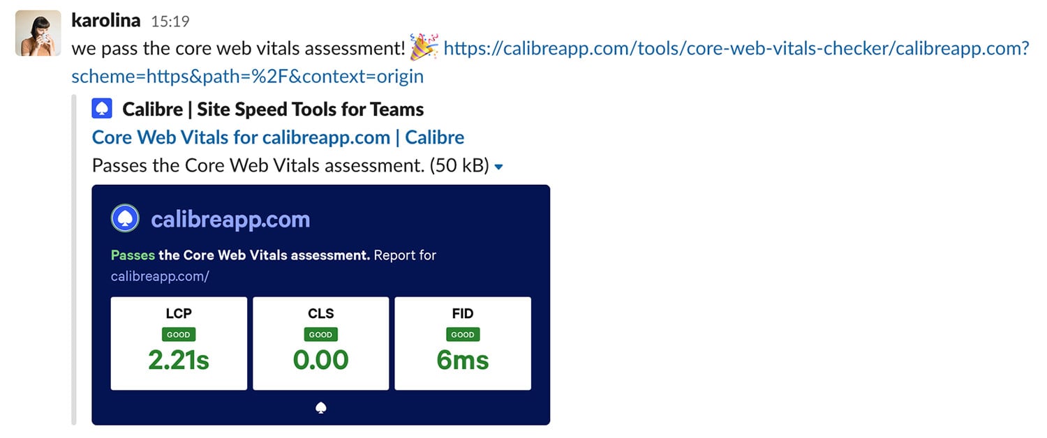 Preview of the generated shared card with your results