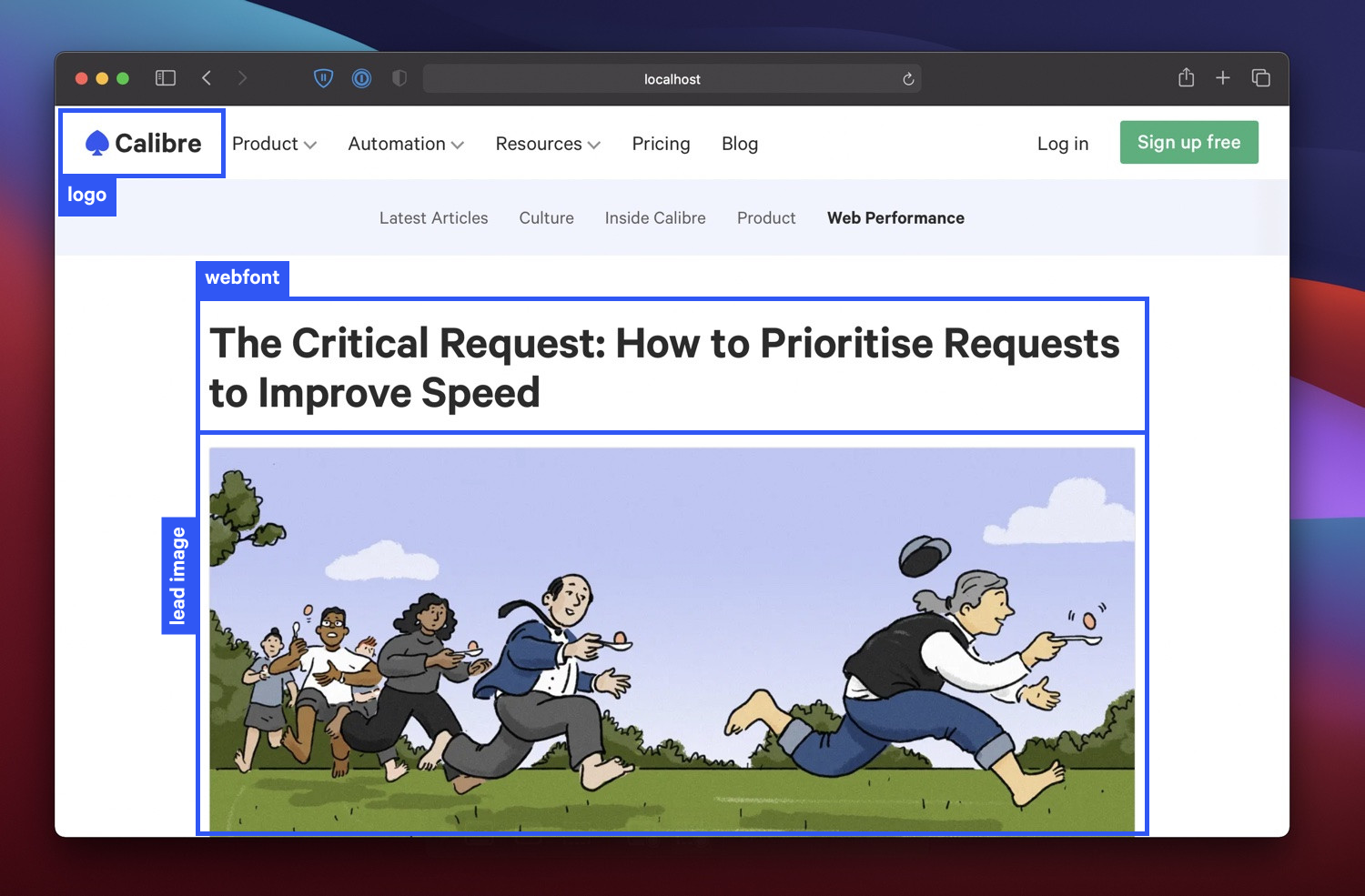 The content critical to the viewer is the masthead and the leading article.