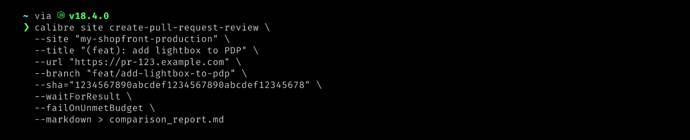 Terminal command to run a pull request review