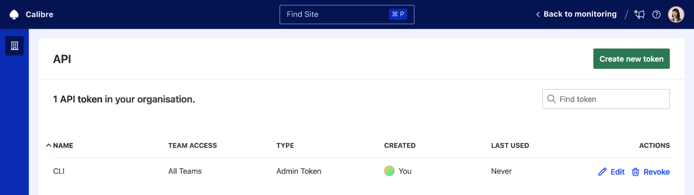 A list of API tokens for a given organisation.
