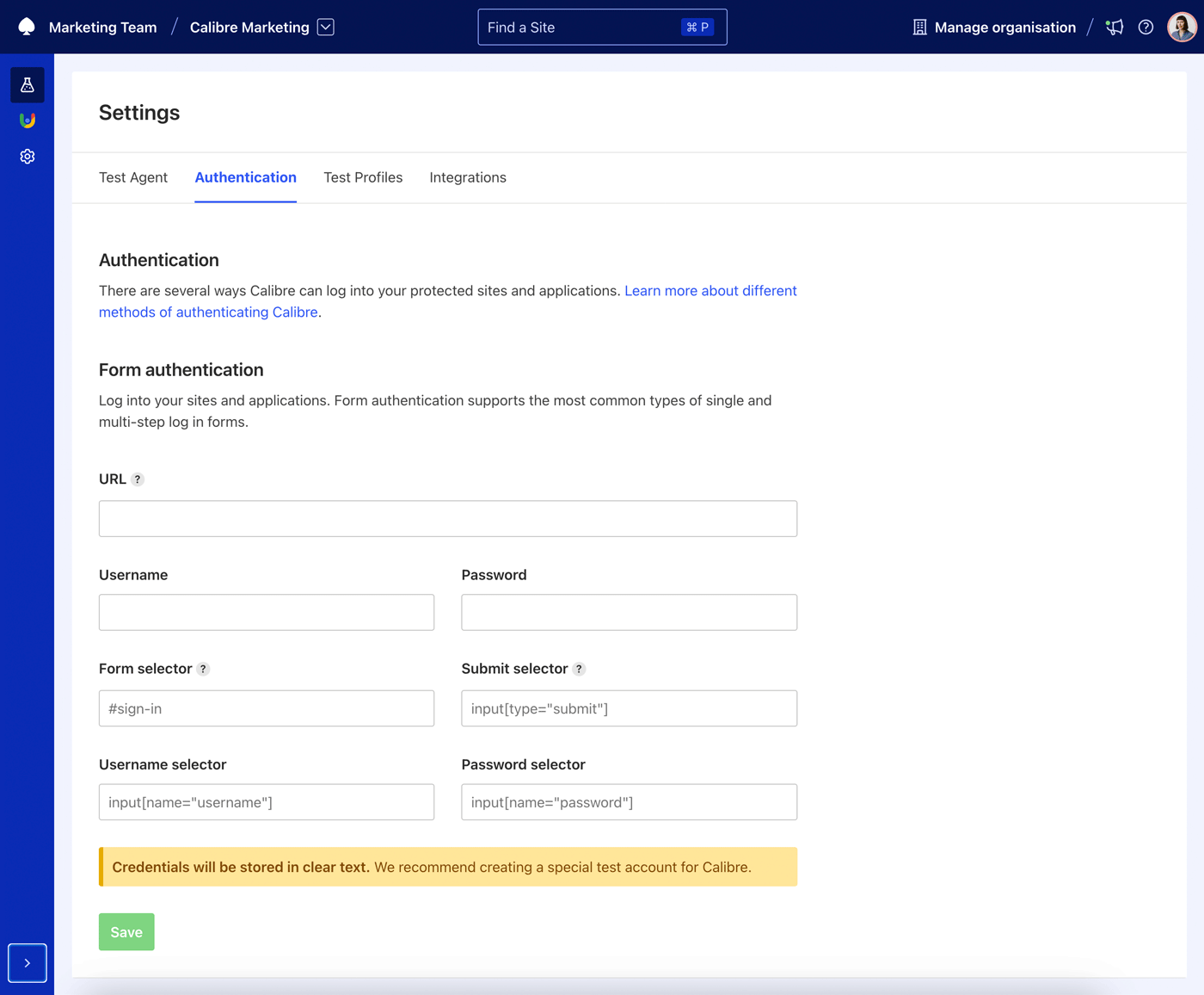 Authenticating Calibre Calibre