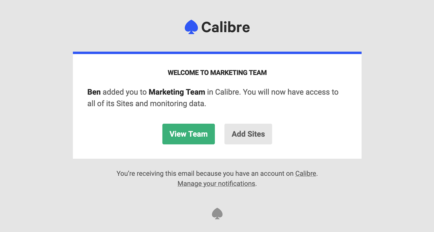 A preview of an email received when someone adds you to a new Team.